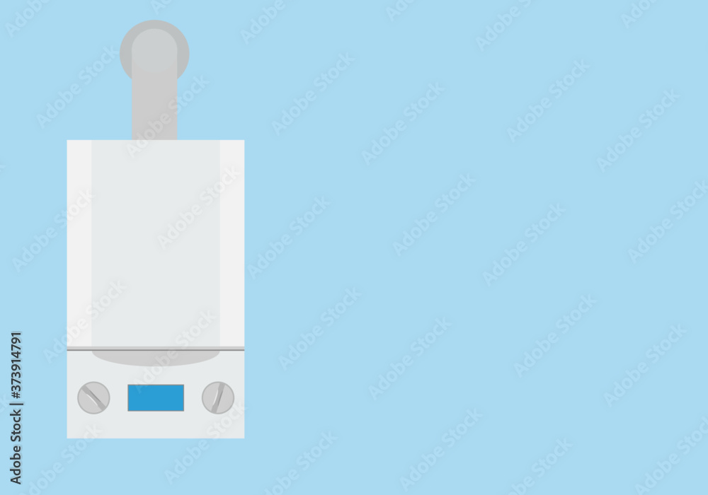 modern gas boiler on a blue background, saving energy and cash modern gas boiler on a blue background, saving energy and cash