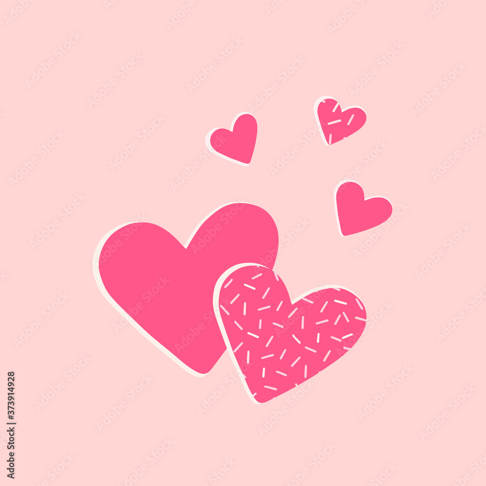 Vector love hearts concept. Flat illustration of wedding love. valentine sign symbol. love icon