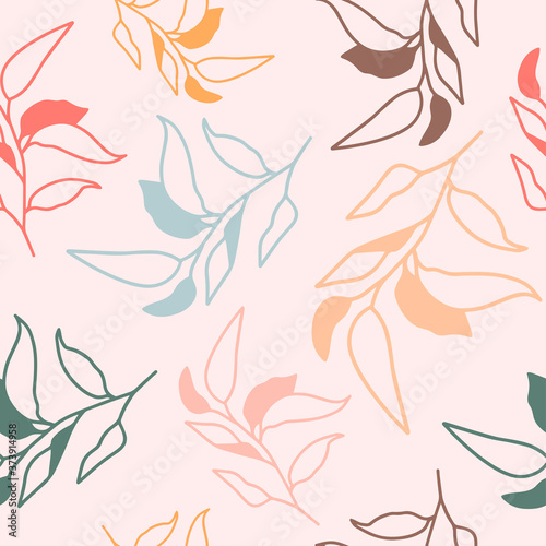 vector seamless elegant template with leaves, branches. Pattern for design of fabric, wallpapers.