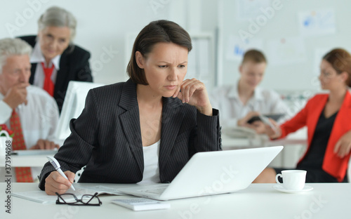 Group of successful business people working in modern office