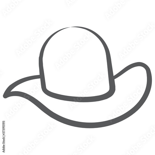 
A head covering accessory, summer hat icon in line design 
