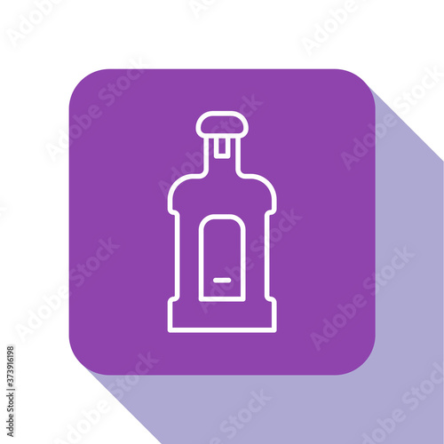 White line Orujo icon isolated on white background. Purple square button. Vector.