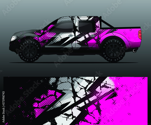 truck and vehicle Graphic vector. Racing background for vinyl wrap and decal