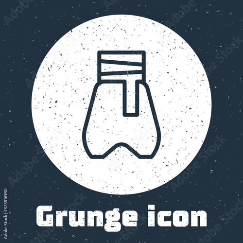 Grunge line Cossack pants with a belt icon isolated on grey background. Cossack bloomers. Monochrome vintage drawing. Vector.