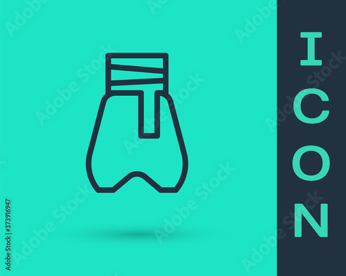 Black line Cossack pants with a belt icon isolated on green background. Cossack bloomers. Vector.