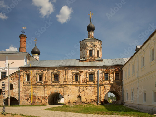 Church of Presentation of Most Holy Theotokos and Church of Entry of Lord into Jerusalem at monastery of Sts. Boris and Gleb (Novotorzhsky) monastery) in Torzhok. Tver region. Russia