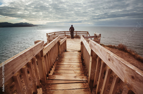 Boardwalk in New Zealand coast