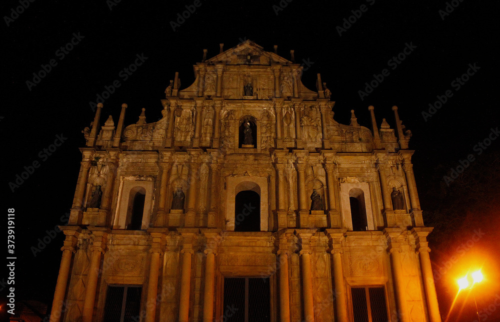 night view of  Ruins of Saint Paul's