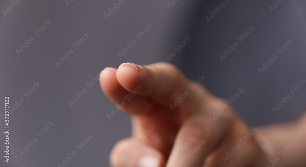 Naklejka premium A man hand touching virtual screen, modern background concept , can put your text at the finger, copy space.