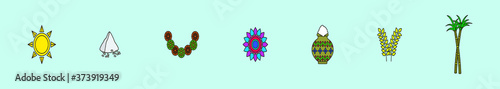 set of pongal cartoon icon design template with various models. vector illustration