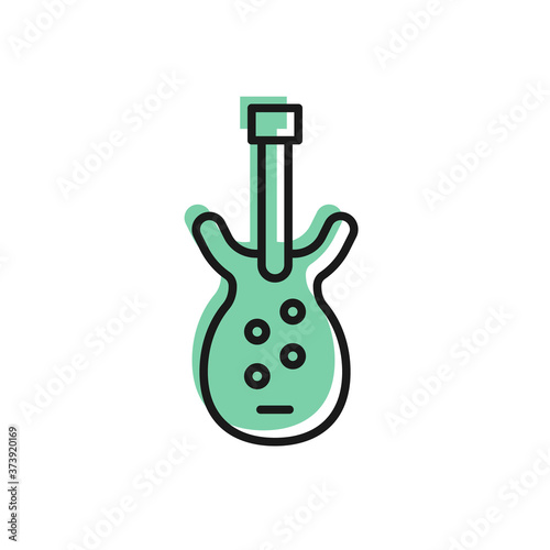 Black line Electric bass guitar icon isolated on white background. Vector.
