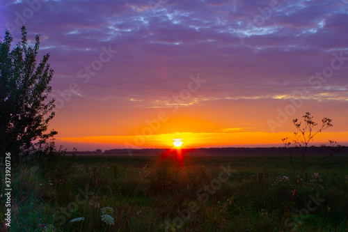  sunrise in the field and the sky is filled with clouds © Катерина Іванюк