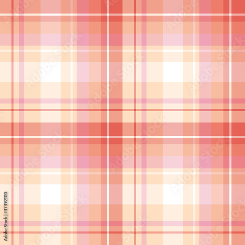Seamless pattern in orange, pink and white colors for plaid, fabric, textile, clothes, tablecloth and other things. Vector image.