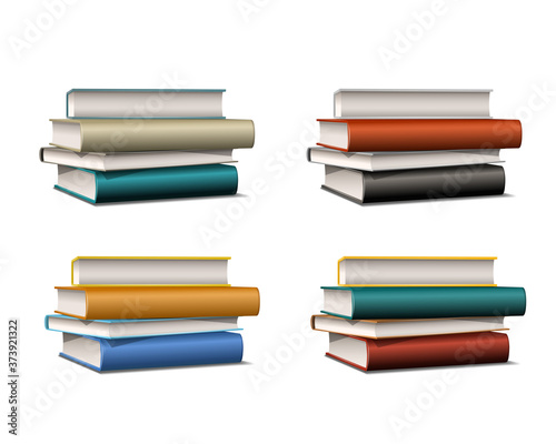 Wallpaper Mural Set of Stacks of colorful books. Books various colors isolated on white Torontodigital.ca