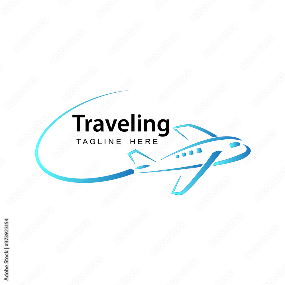 agency travel airplane logo template design vector with isolated white background