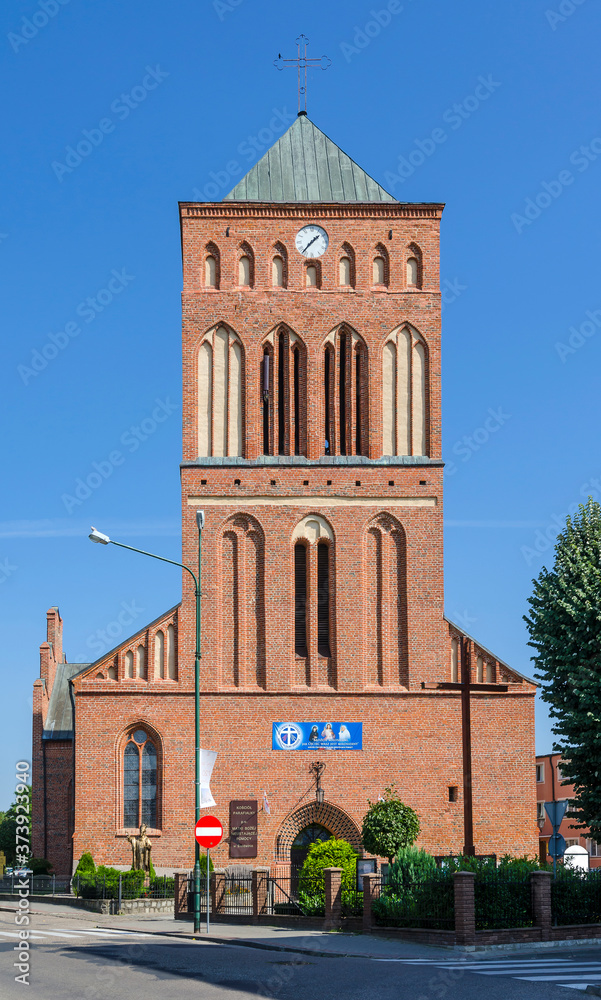 Gothic church of Our Lady of Perpetual Help from the 14th century in Swidwin, Poland