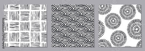 Abstract grunge pattern checkered textures seamless pattern. Vector illustration set.