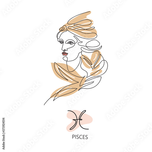Pisces zodiac sign. The symbol of the astrological horoscope.