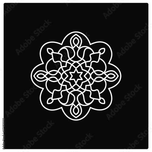 Mandala black design vector icon in outline
