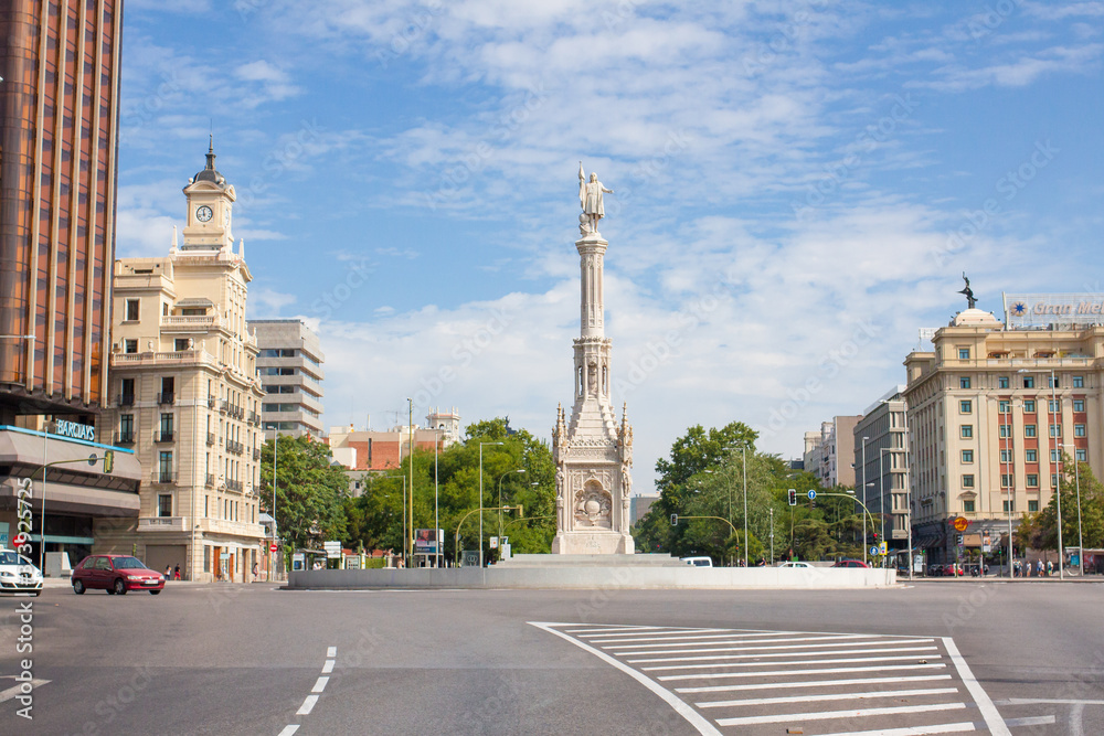 Architecture of Madrid in Spain in autumn, September