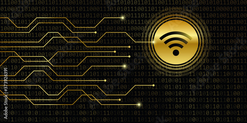 wifi digital banner with binary code background vector illustration EPS10