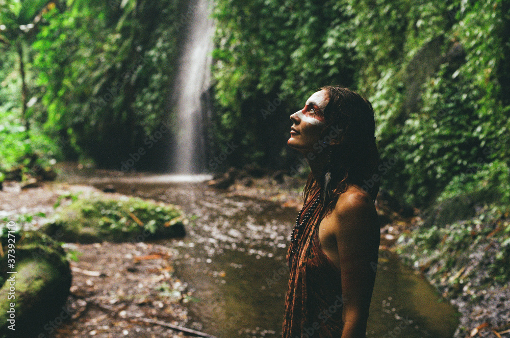 Portrait of a girl with war paint.
Woman and nature. Portrait of a girl with war paint.
Woman and nature.