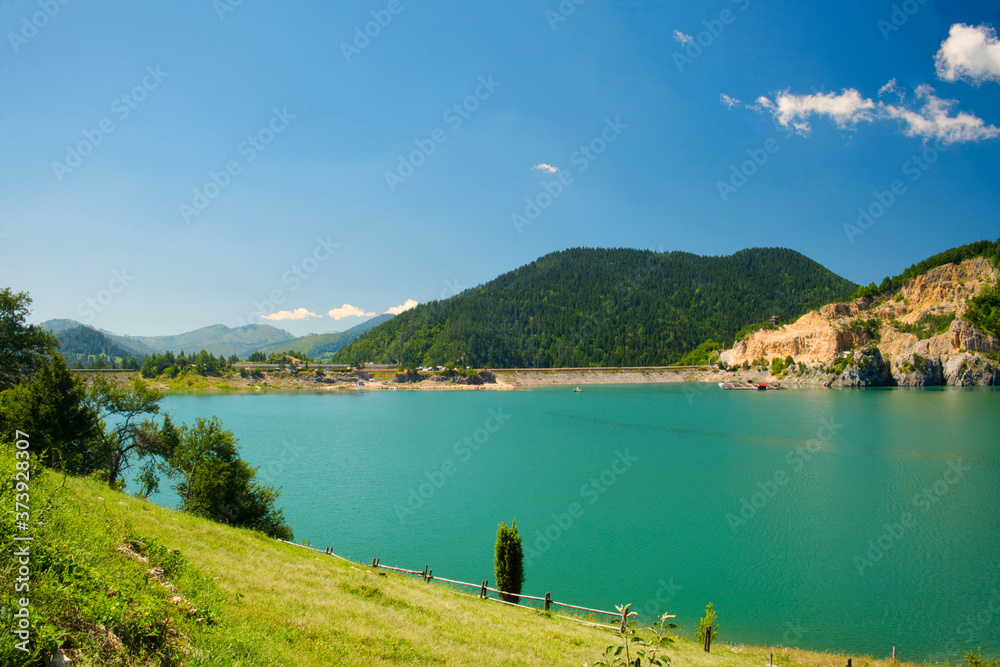 Zaovine lake in the mountains Tara in Serbia