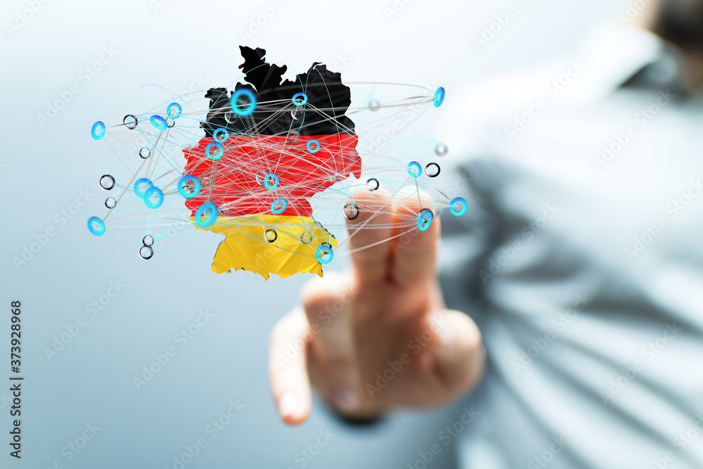 Abstract of germany map network, internet and global connection concept Abstract of germany map network, internet and global connection concept