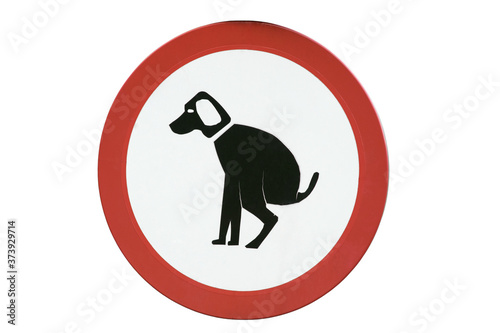 Round no dog walking sign on isolated white background