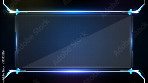 abstract futuristic background of blue glowing technology sci fi frame hud ui