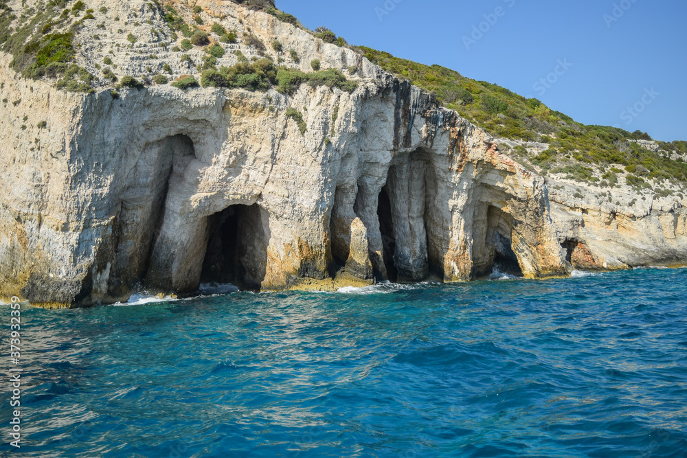 Fototapeta premium View of the blue Mediterranean sea and cliffs
