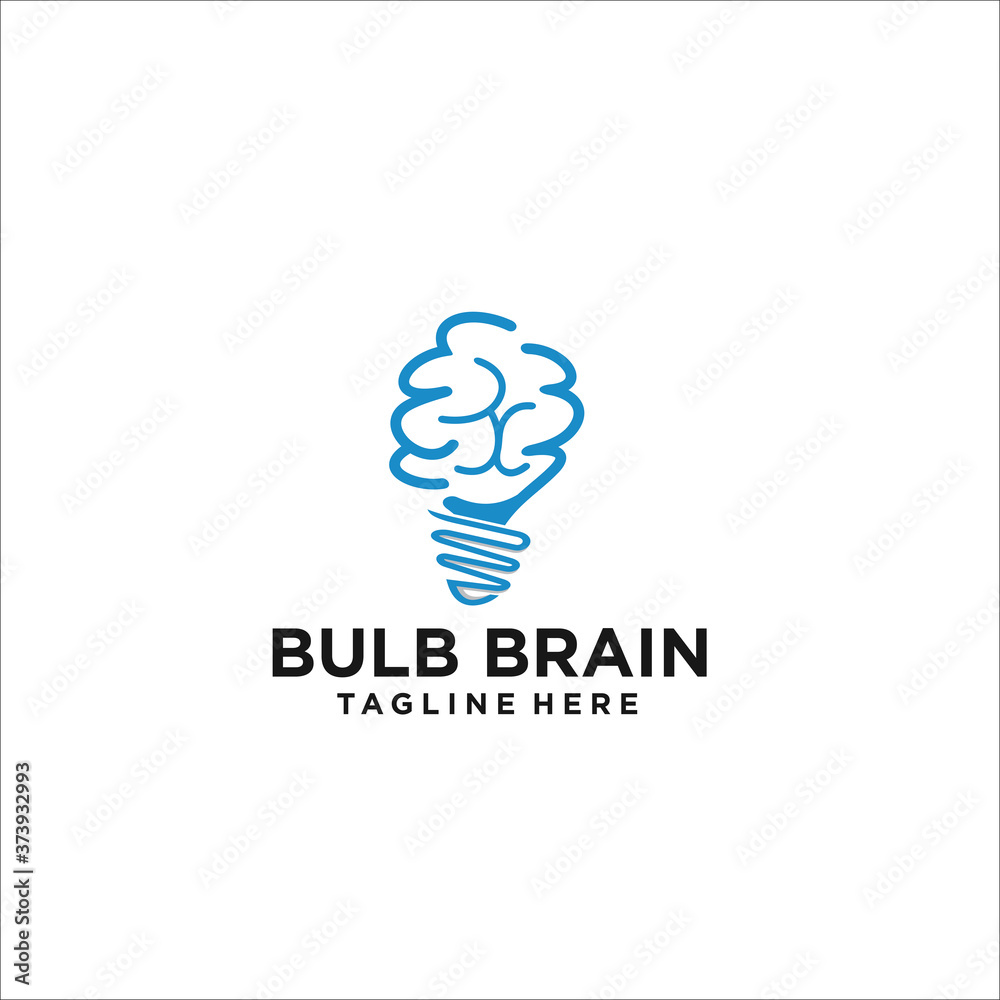 bulb brain logo design template silhouette vector