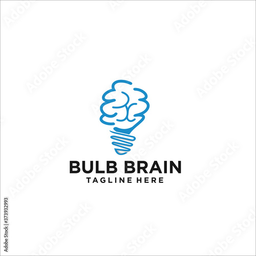 bulb brain logo design template silhouette vector