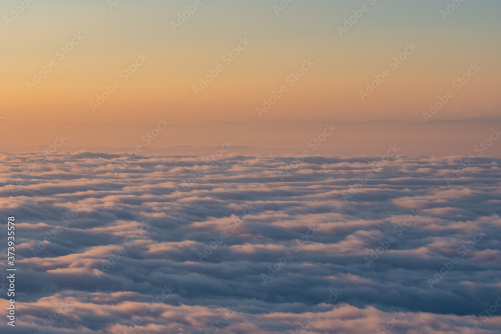 Beautiful view of sunset from Gomismta mountiain. Up in the air