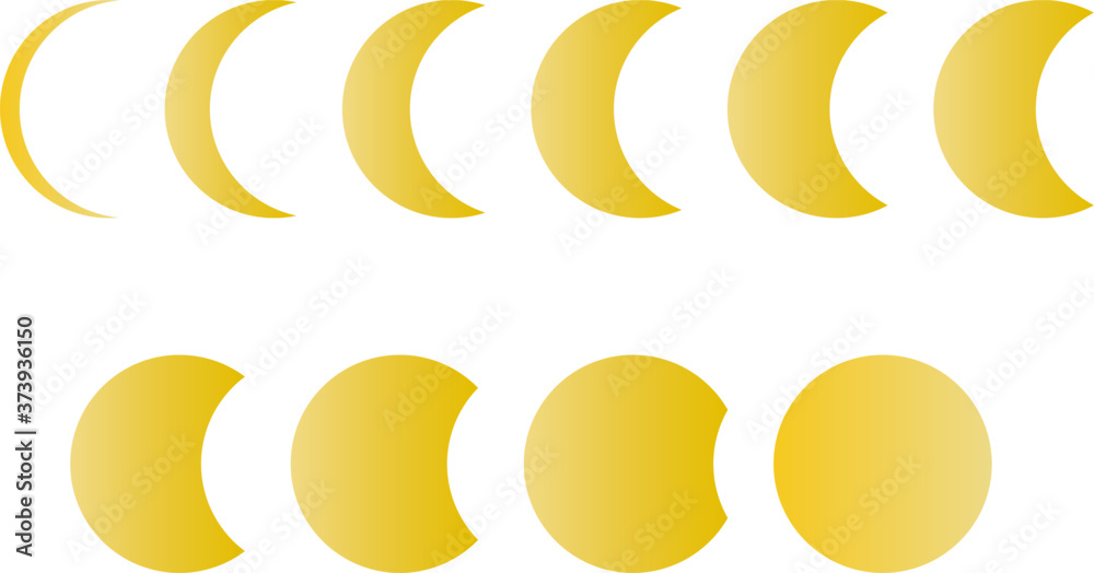 三日月から満月まで月の満ち欠けのベクターイラスト素材 Vector De Stock Adobe Stock