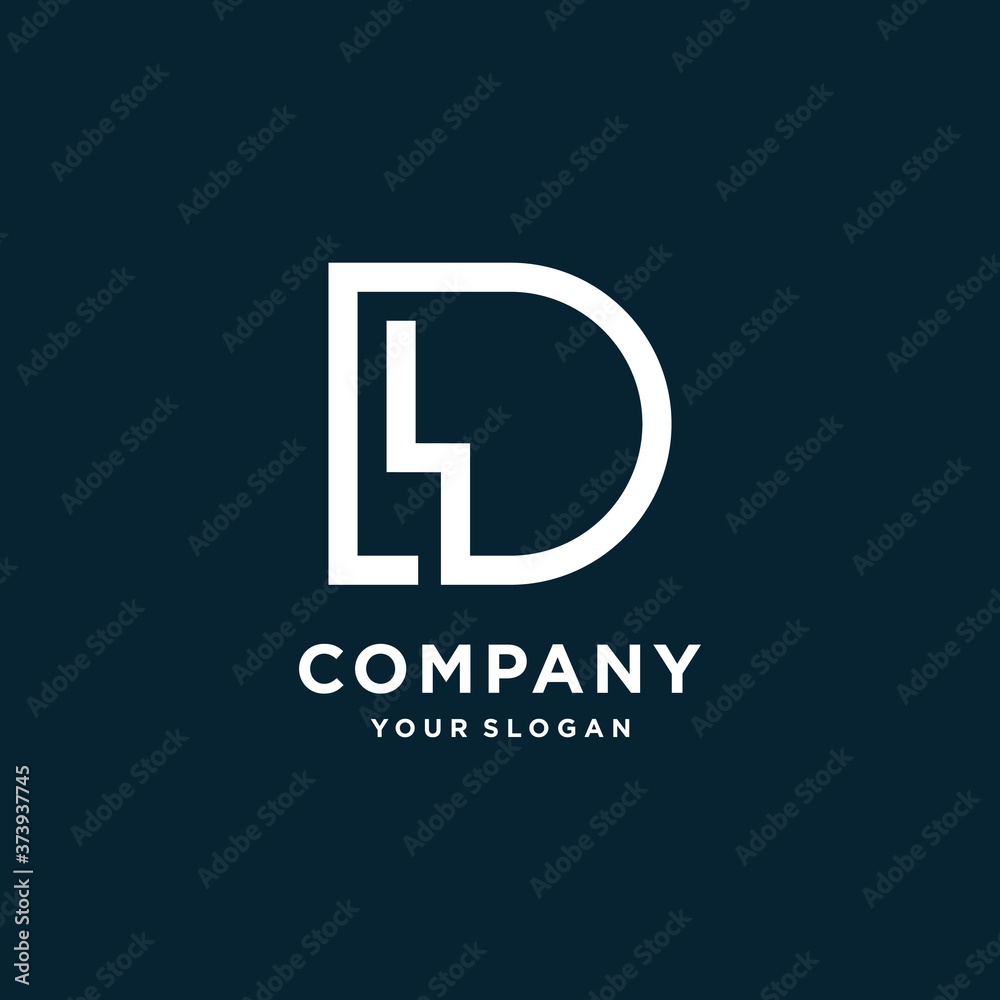 Letter D logo with line art style, monogram, simple, minimalist part 1 Premium Vector