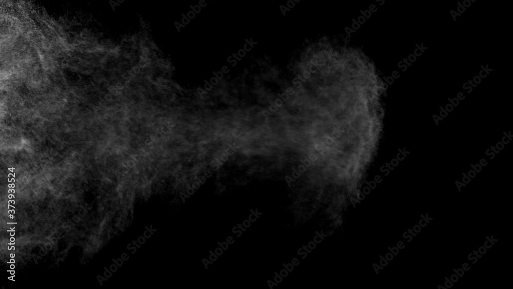 Dust particles sparkling on black background with mist sprinkling effect