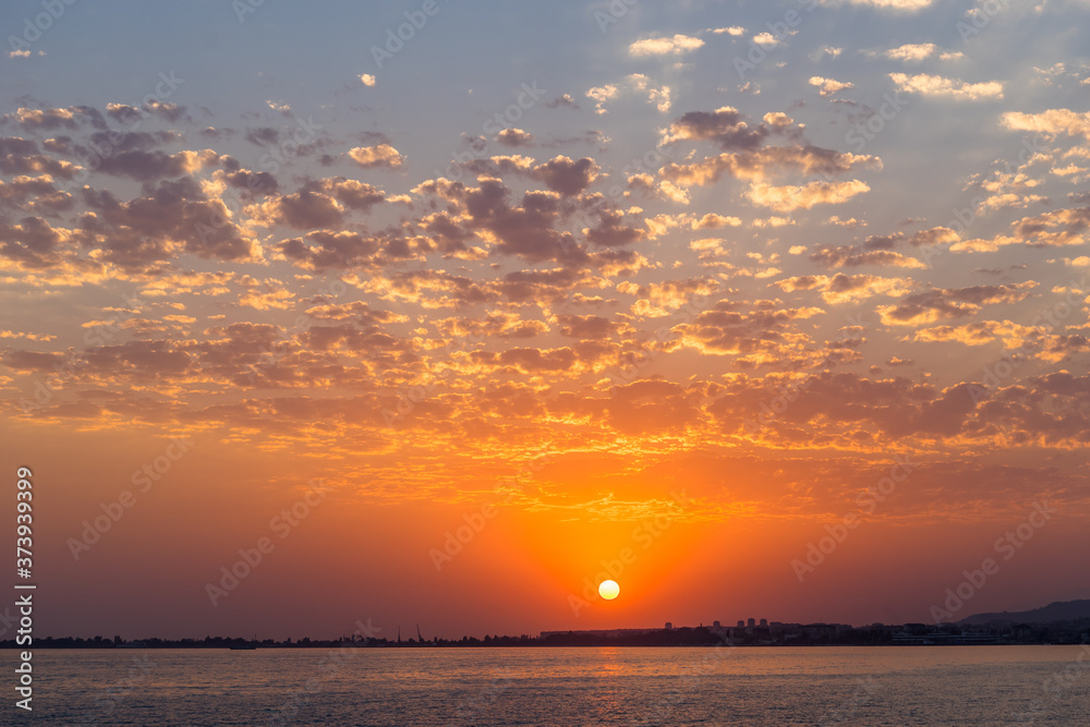Background blur seascape and sunset with reflection Background blur seascape and sunset with reflection