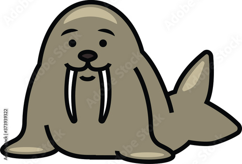 cute arctic walrus mammal animal wildlife illustration