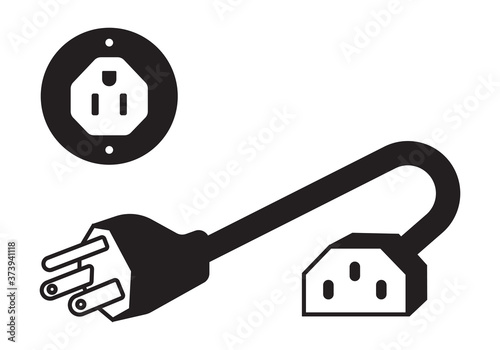 Nema 5-15 power outlet and power plugs flat vector icon for apps or websites