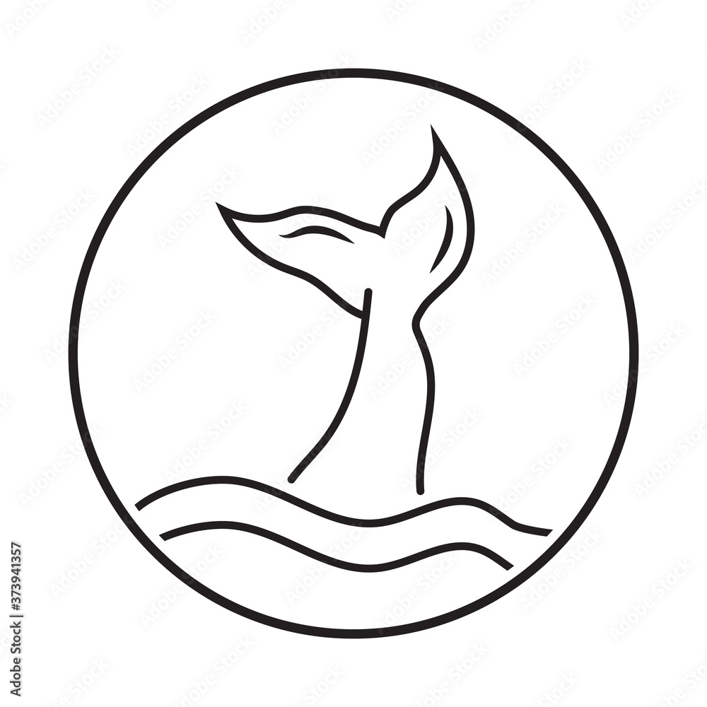 Whale tails or mermaid tail line art icon for apps or website Stock ...
