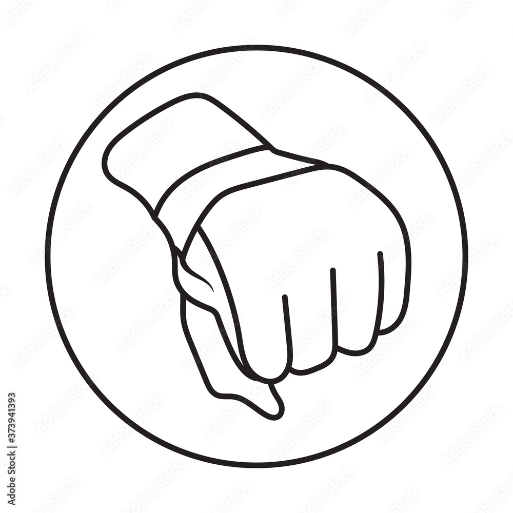 Rounded the a hand blow or mixed martial arts line art vector icon for apps or website Rounded the a hand blow or mixed martial arts line art vector icon for apps or website