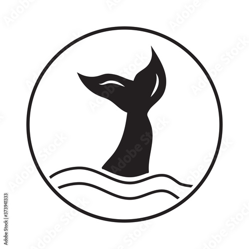 Whale tail fish or mermaid tail flat icon for apps or website