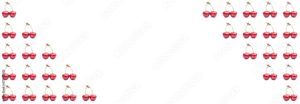 Cherries berry pattern isolated on a white background. Copy space Cherries berry pattern isolated on a white background. Copy space