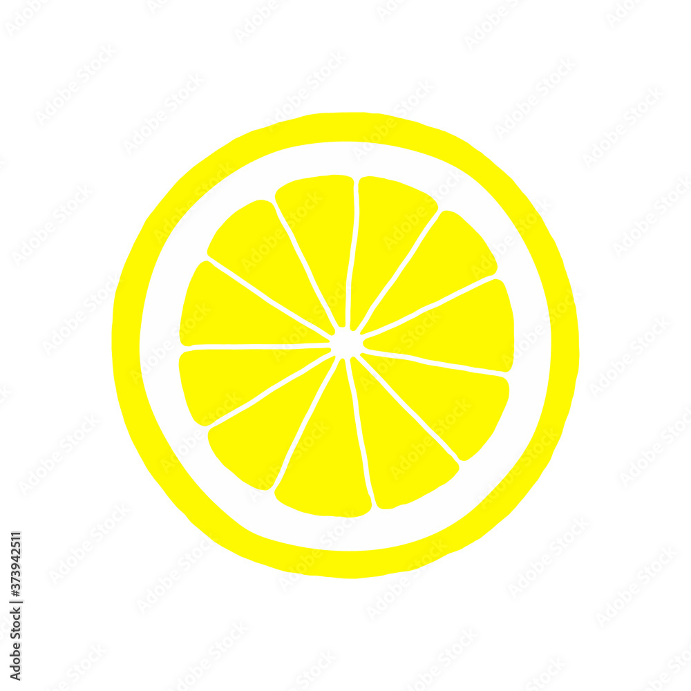 輪切りレモンの手描きイラストアイコン ト Sliced Lemon Flat Illustration Vector Icon Stock Vector Adobe Stock