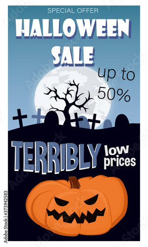 Halloween sale vector banner.