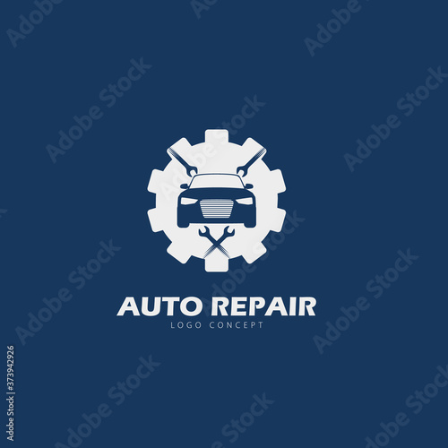 Auto Repair Service Logo Design Symbol Template Flat Style Vector Illustration