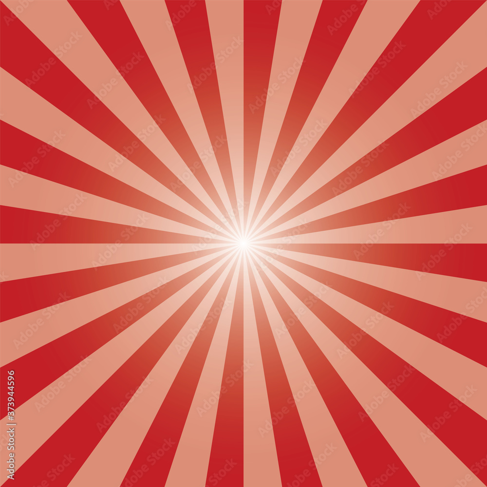 Chili red sunburst backdrop. Deep red rectangular background. Vector illustration. Sunburst recto background design for various purposes.