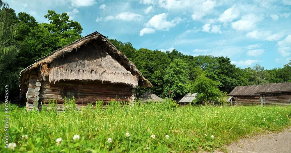 Old village with wooden houses