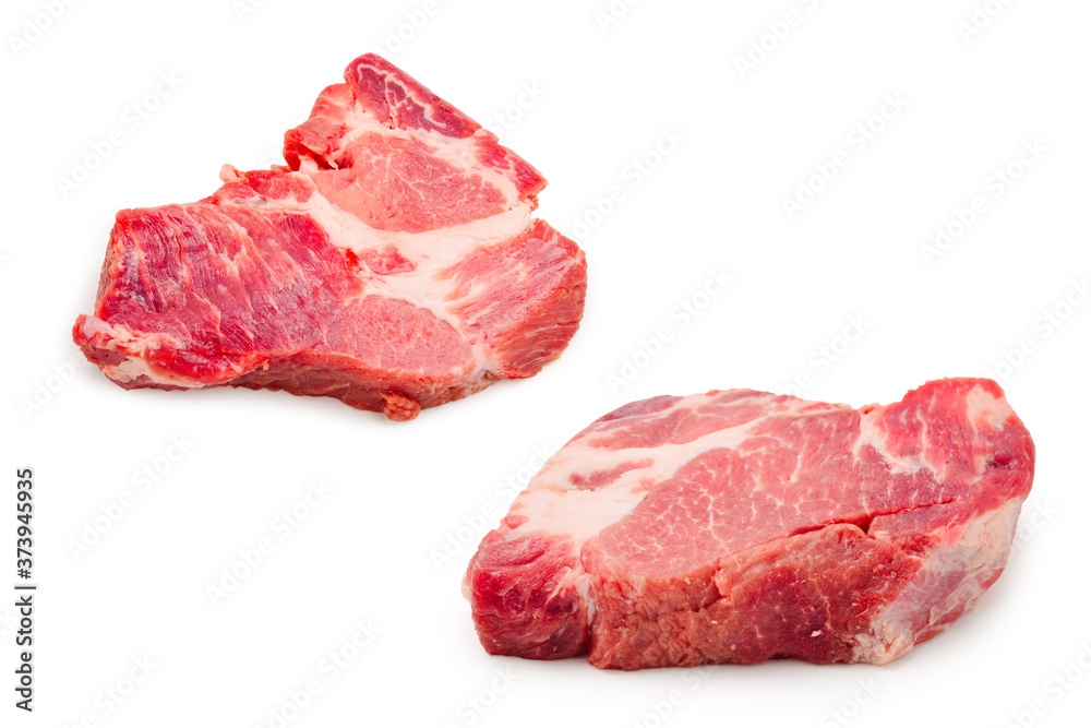 Raw pork isolated on white background.